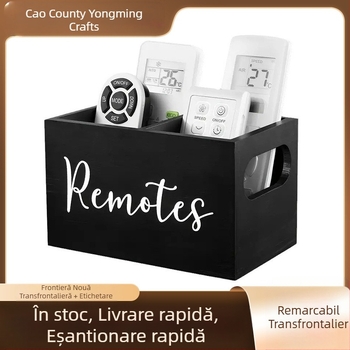 Cutie de depozitare din lemn, compartimentată, pentru birou, cu pliculețe de cafea și ceai, cu mâner, cu telecomandă, en-gros