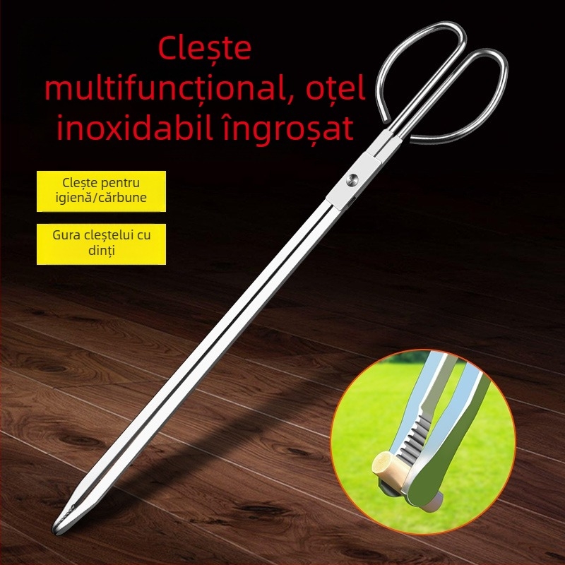 Clește de foc din oțel inoxidabil îngroșat cu dinți antiderapanți clește sanitar salubritate toaletă picker uz casnic căptușit carbon clește
