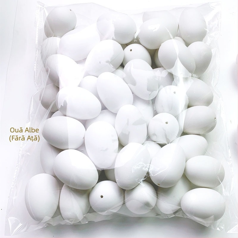 50 de bucăți de ouă artificiale albe colorate, coji de ouă din plastic, ouă de Paște graffiti DIY lucrate manual pentru grădiniță