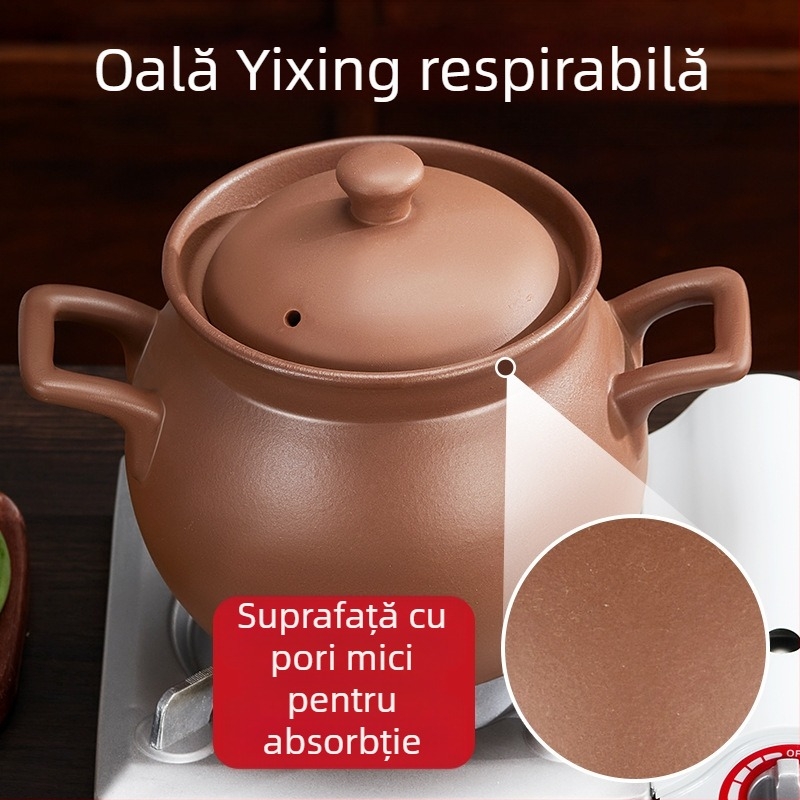 Kangyashun, oală cu nisip violet, flacără deschisă, rezistentă la temperaturi ridicate, caserolă neglazurată, aragaz, caserolă specială pentru supă de uz casnic, pentru 3-4 persoane