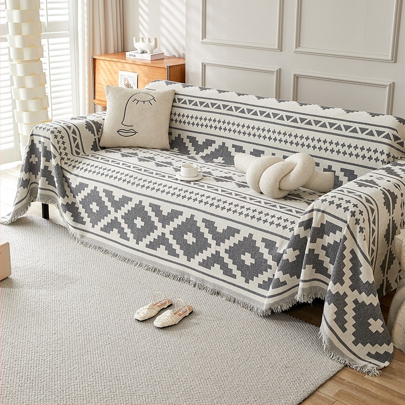 Husă de canapea, prosop de pânză integrat, stil scandinav, husă de canapea, husă universală all-inclusive, rezistentă la praf, universală pentru toate anotimpurile