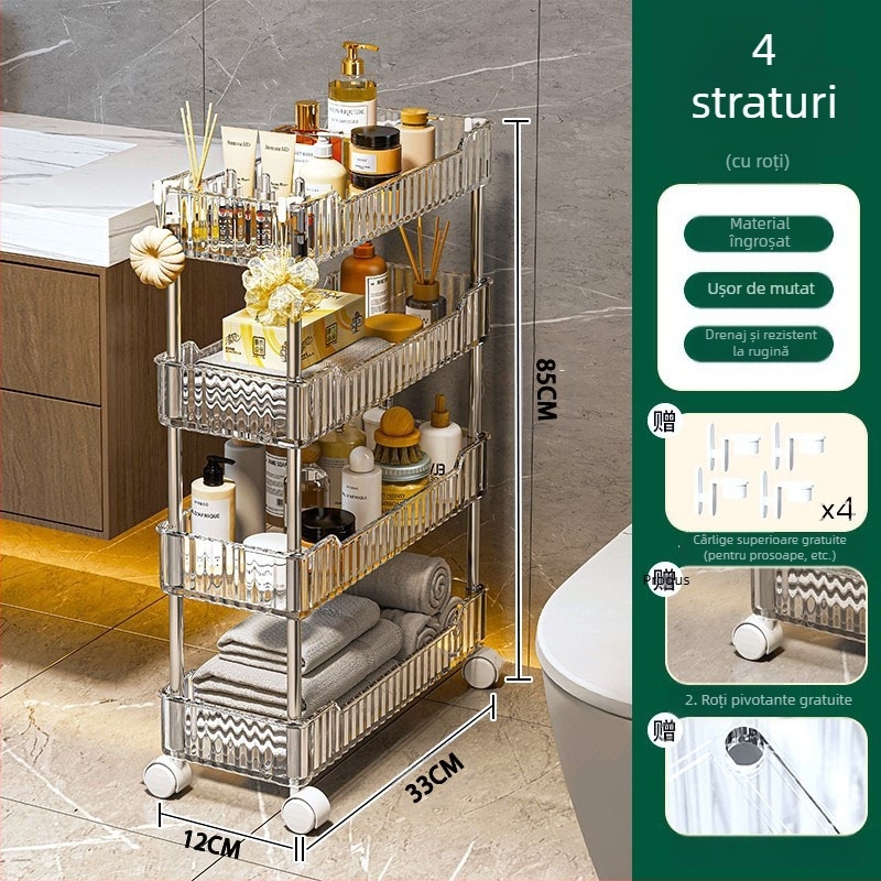 Dulap de depozitare pentru bucătărie, 22 de unități, raft de depozitare pentru baie, dulap lateral din plastic pentru toaletă, depozitare îngustă