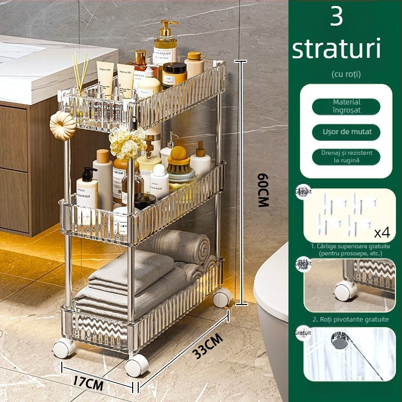 Dulap de depozitare pentru bucătărie, 22 de unități, raft de depozitare pentru baie, dulap lateral din plastic pentru toaletă, depozitare îngustă