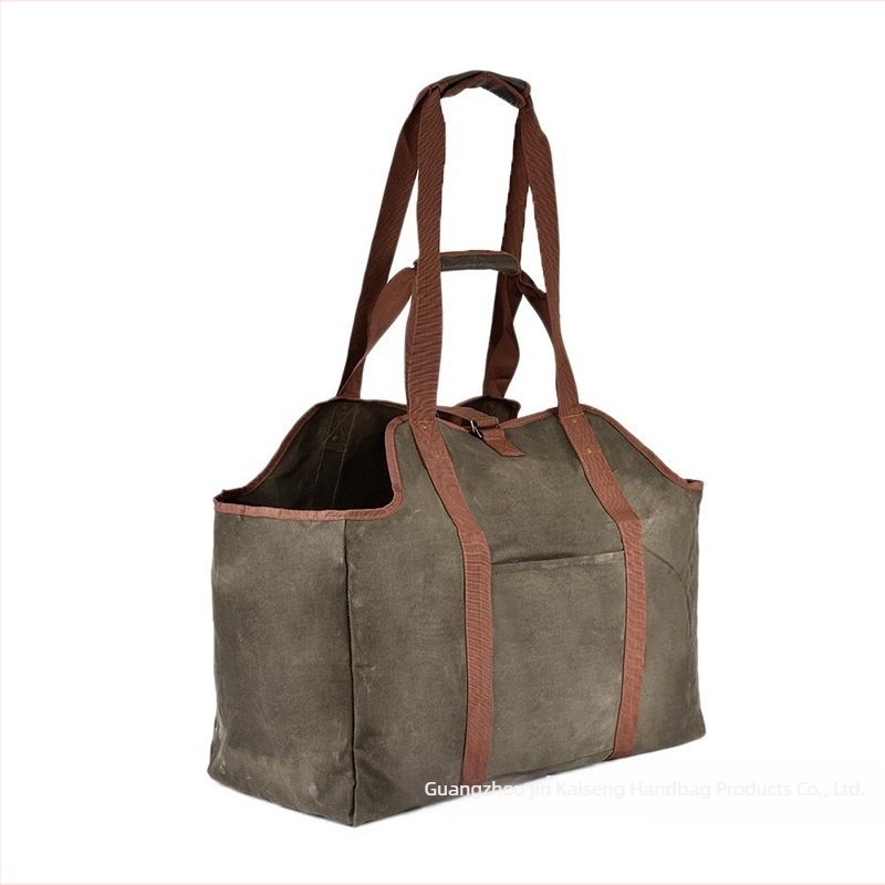 Geantă impermeabilă pentru lemne de foc, geantă de transport extra mare pentru camping, exterior, suport, geantă de depozitare, geantă din pânză din lemn