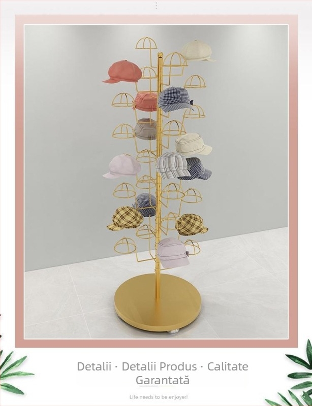Suport de afișare a pălăriilor, haine pentru femei, depozitare pe podea, suport pentru haine pentru copii, suport pentru pălării agățat pentru copii, raft de pălării agățat cu mai multe straturi aurii