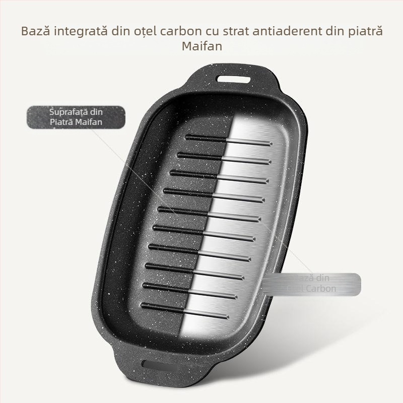 Farfurie pentru pește la grătar pe piatră Maifan, farfurie dreptunghiulară pentru grătar cu inducție, plită, Teppanyaki, farfurie portabilă pentru grătar