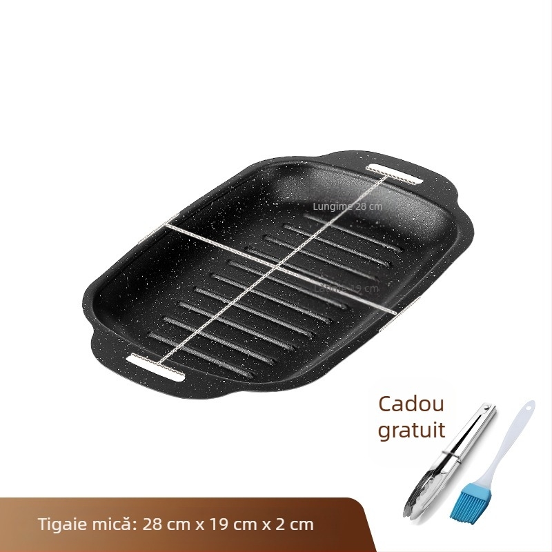 Farfurie pentru pește la grătar pe piatră Maifan, farfurie dreptunghiulară pentru grătar cu inducție, plită, Teppanyaki, farfurie portabilă pentru grătar
