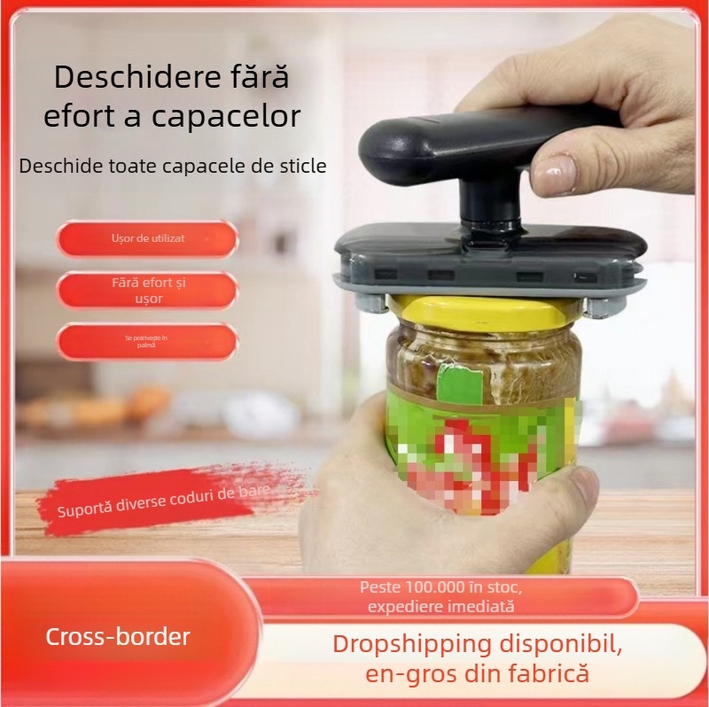Deschizător de sticle multifuncțional, gadgeturi de bucătărie de uz casnic, deschizător practic de borcane, dispozitiv de înșurubare a capacului antiderapant