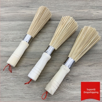 Perie de bucătărie din bambus natural, perie de oală, perie de curățare a uzului, perie de bucătărie din bambus, perie de oală pentru bol, perie de curățare a uzului, mătură de gătit din bambus