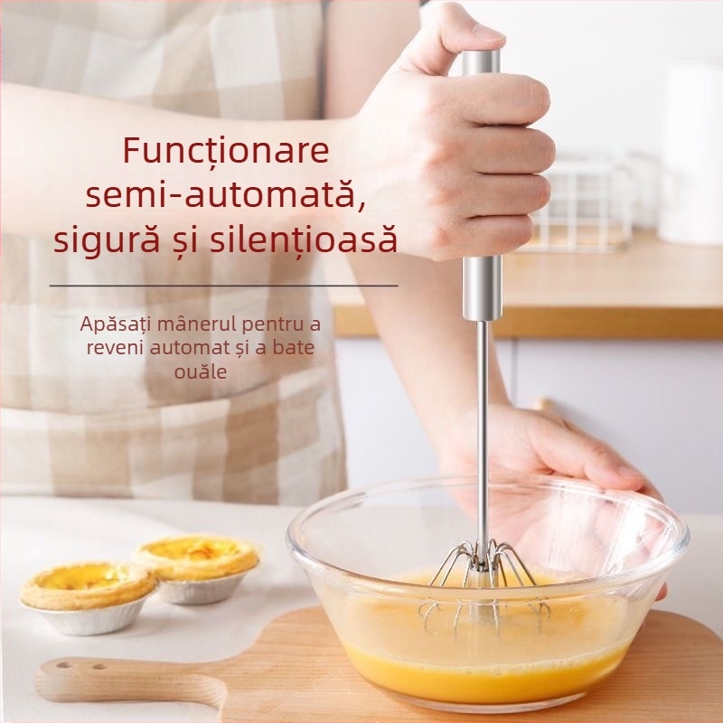 Semiautomat din oțel inoxidabil ouă bătător manual de uz casnic ouă blender cremă bule bătător mic instrument de copt