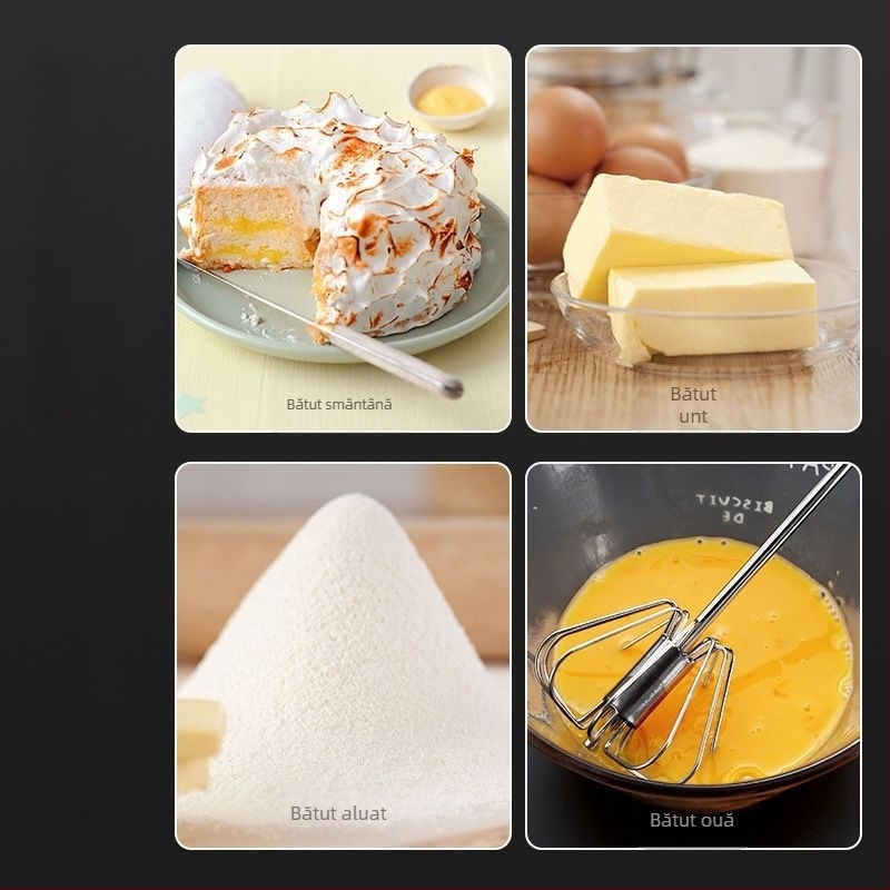 Semiautomat din oțel inoxidabil ouă bătător manual de uz casnic ouă blender cremă bule bătător mic instrument de copt