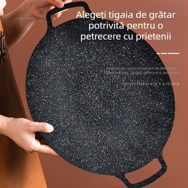 Tavă de copt rotundă în aer liber, Maifan, piatră antiaderentă, camping, tip carton, tavă de copt, comercială, pentru pește la grătar, tavă coreeană pentru grătar, grătar