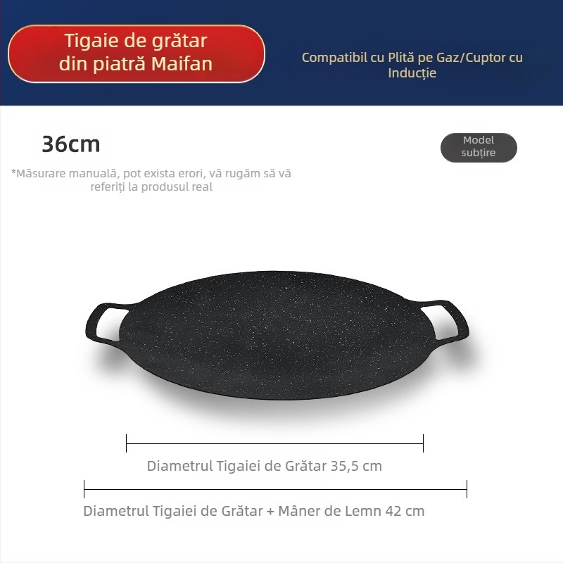 Tavă de copt rotundă în aer liber, Maifan, piatră antiaderentă, camping, tip carton, tavă de copt, comercială, pentru pește la grătar, tavă coreeană pentru grătar, grătar