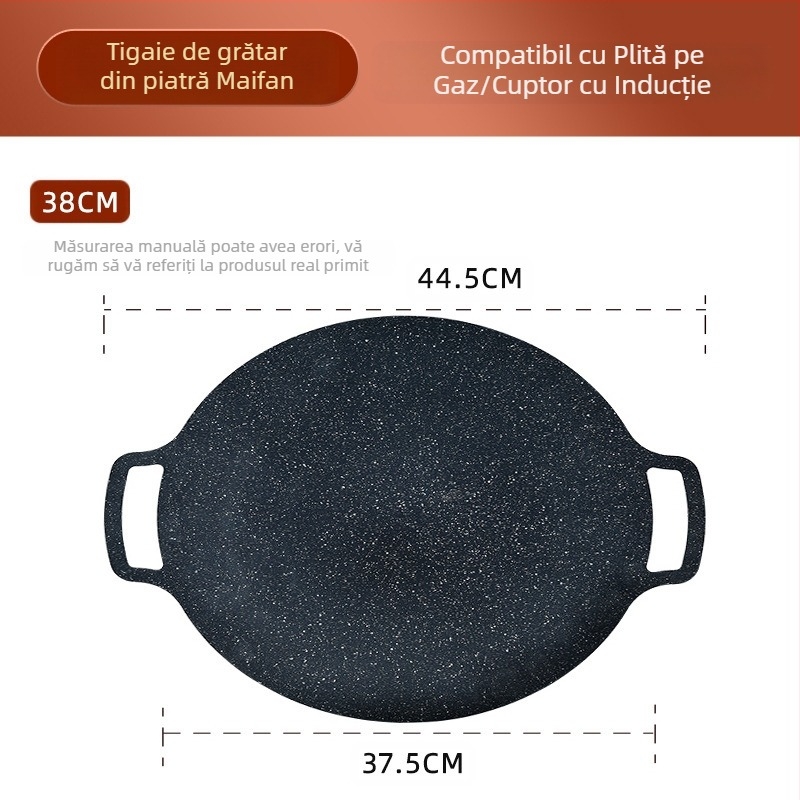 Tavă de copt rotundă în aer liber, Maifan, piatră antiaderentă, camping, tip carton, tavă de copt, comercială, pentru pește la grătar, tavă coreeană pentru grătar, grătar