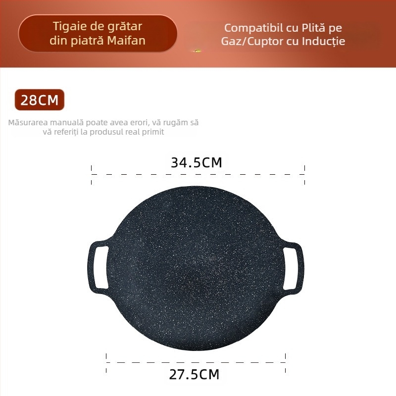 Tavă de copt rotundă în aer liber, Maifan, piatră antiaderentă, camping, tip carton, tavă de copt, comercială, pentru pește la grătar, tavă coreeană pentru grătar, grătar