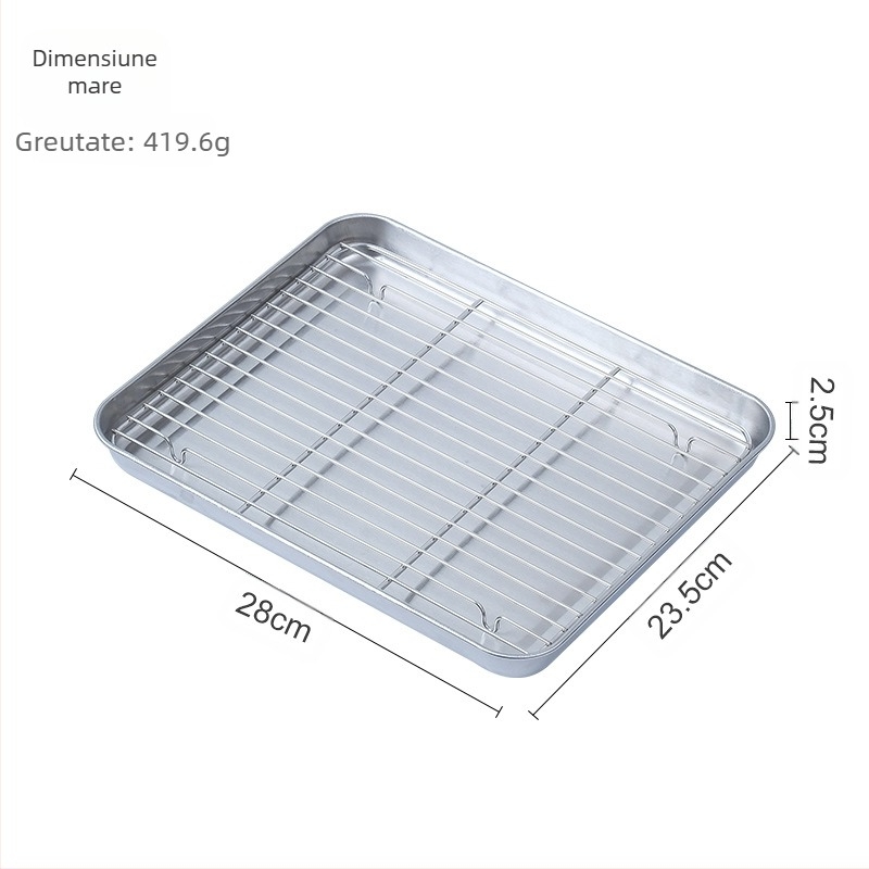 304 Oțel inoxidabil Grill Mesh îngroșat Tavă de copt Pătrată Placă de copt Tort Placă de exterior de uz casnic Comercial Platou de pește la grătar
