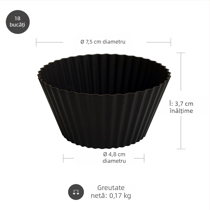18 bucăți de silicon pentru tort, mucegai pentru cuptor la temperatură înaltă, Mafen Cup, mucegai pentru tort de orez, ciocolată, copt, mucegai, pachet de silicon