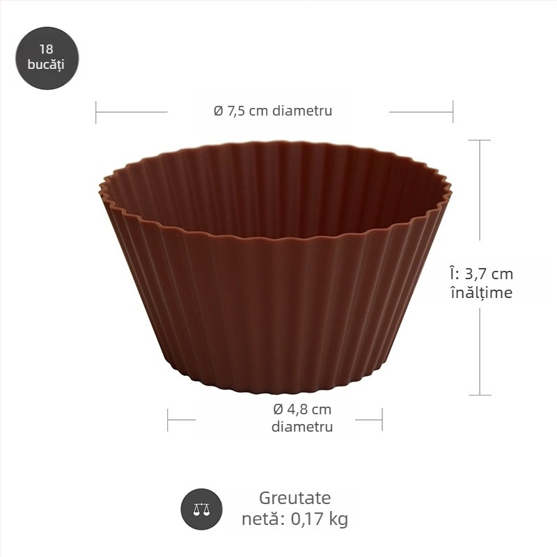 18 bucăți de silicon pentru tort, mucegai pentru cuptor la temperatură înaltă, Mafen Cup, mucegai pentru tort de orez, ciocolată, copt, mucegai, pachet de silicon
