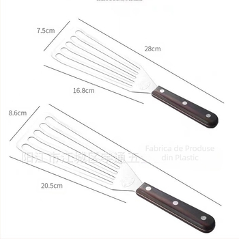 Lopată din oțel inoxidabil pentru pește prăjit, lopată pentru friptură, lopată de uz casnic, mâner din lemn, lopată de gătit din plastic, ustensile de bucătărie
