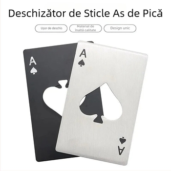 Producător en-gros Spades a Credit Card Creative Playing Card Deschizător de sticle din oțel inoxidabil Deschizător de sticle Deschizător de vin Coaster