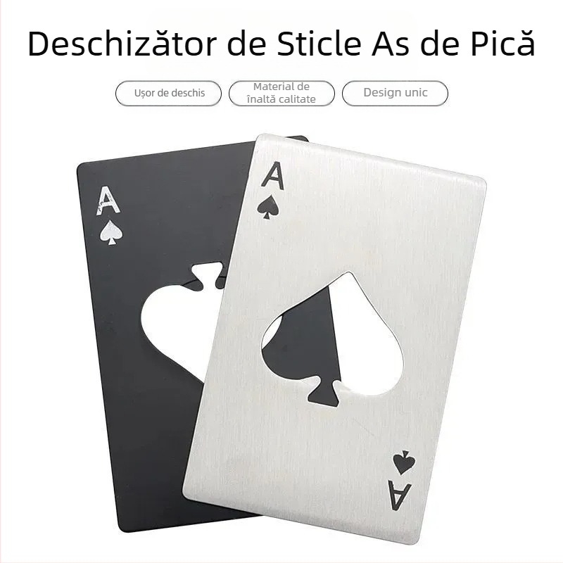 Producător en-gros Spades a Credit Card Creative Playing Card Deschizător de sticle din oțel inoxidabil Deschizător de sticle Deschizător de vin Coaster