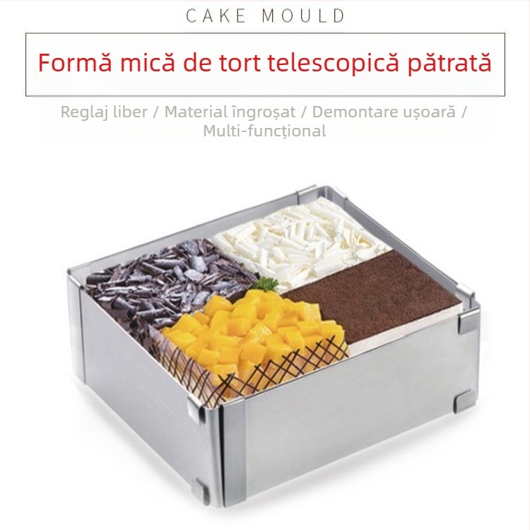 Mufă telescopică rotundă pentru tort, formă de lasagna cu brânză, din oțel inoxidabil transfrontalieră, instrument de copt