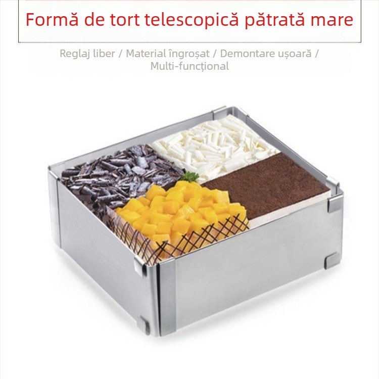 Mufă telescopică rotundă pentru tort, formă de lasagna cu brânză, din oțel inoxidabil transfrontalieră, instrument de copt