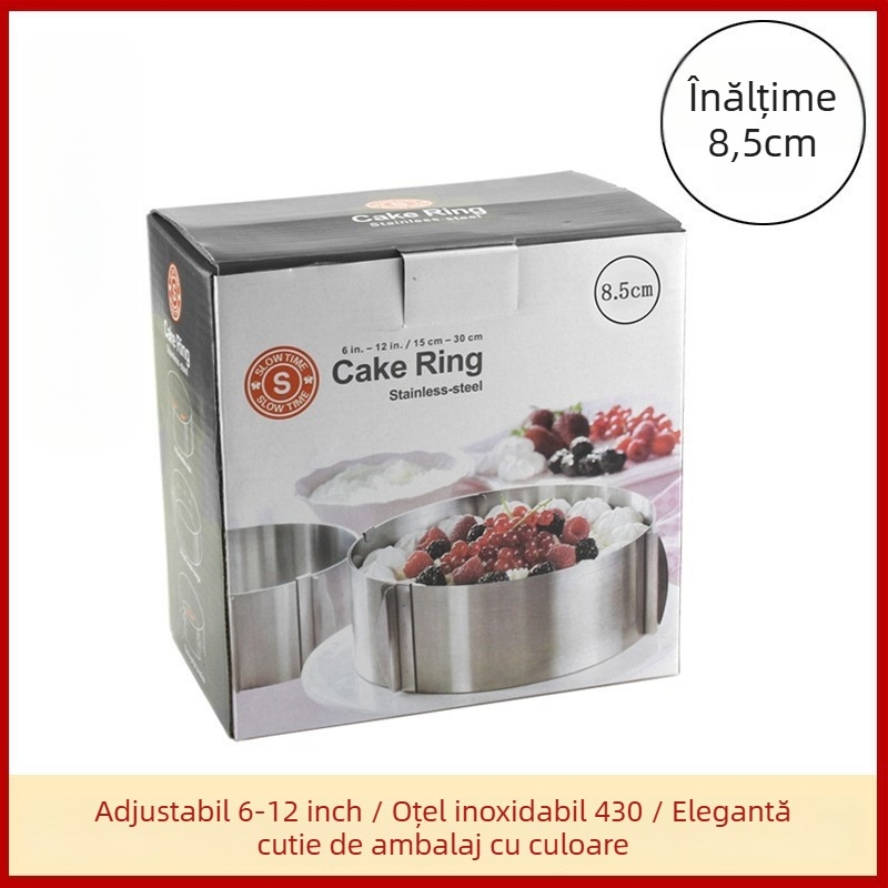 Mufă telescopică rotundă pentru tort, formă de lasagna cu brânză, din oțel inoxidabil transfrontalieră, instrument de copt