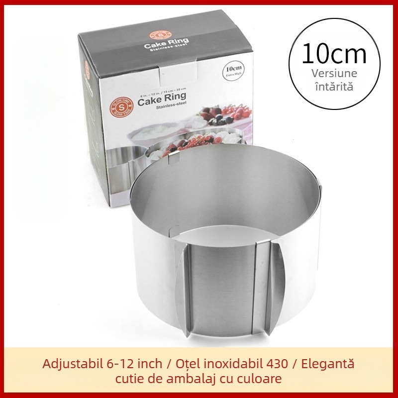 Mufă telescopică rotundă pentru tort, formă de lasagna cu brânză, din oțel inoxidabil transfrontalieră, instrument de copt