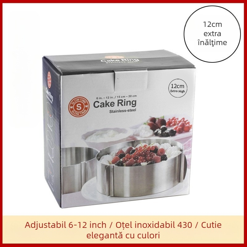Mufă telescopică rotundă pentru tort, formă de lasagna cu brânză, din oțel inoxidabil transfrontalieră, instrument de copt