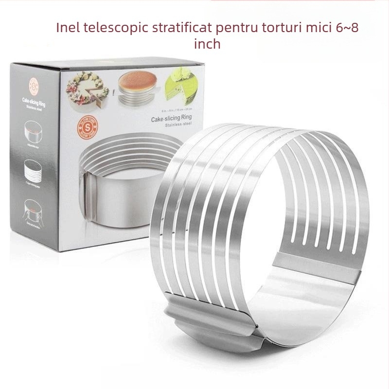 Mufă telescopică rotundă pentru tort, formă de lasagna cu brânză, din oțel inoxidabil transfrontalieră, instrument de copt