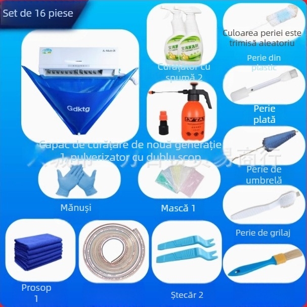Instrument de curățare a capacului pentru aer condiționat, instrument de curățare a aerului condiționat, set complet de instrumente de curățare pentru aer condiționat de uz casnic, fără demontare