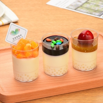 Pahar de plastic dur, de unică folosință, transparent, cu jeleu de budincă de tărâțe, mousse dreaptă, pentru deserturi, roșu net, creativ, 100 ml