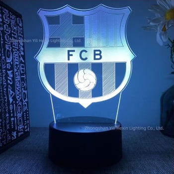 Lumină de noapte 3D transfrontalieră, vânzare fierbinte, en-gros, serie club de fotbal, telecomandă neagră, lumină LED tactilă creativă, cadou