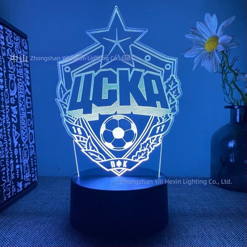 Lumină de noapte 3D transfrontalieră, vânzare fierbinte, en-gros, serie club de fotbal, telecomandă neagră, lumină LED tactilă creativă, cadou