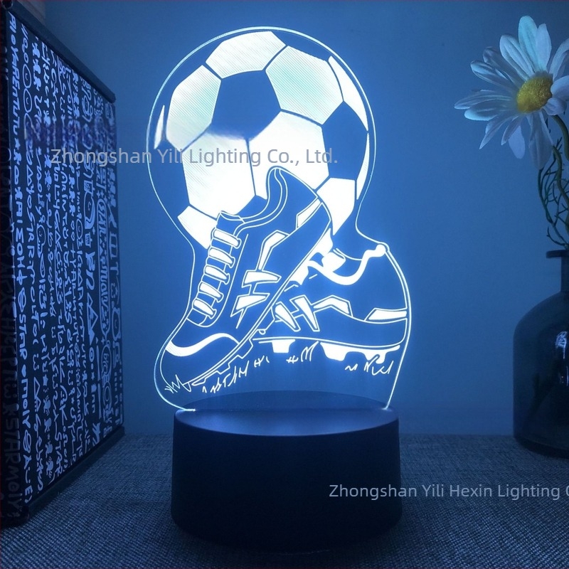 Lumină de noapte 3D transfrontalieră, vânzare fierbinte, en-gros, serie club de fotbal, telecomandă neagră, lumină LED tactilă creativă, cadou