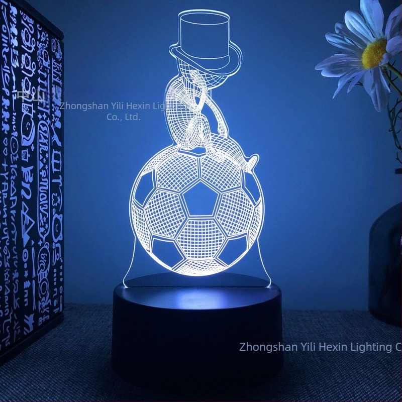 Lumină de noapte 3D transfrontalieră, vânzare fierbinte, en-gros, serie club de fotbal, telecomandă neagră, lumină LED tactilă creativă, cadou