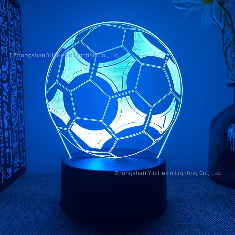 Lumină de noapte 3D transfrontalieră, vânzare fierbinte, en-gros, serie club de fotbal, telecomandă neagră, lumină LED tactilă creativă, cadou