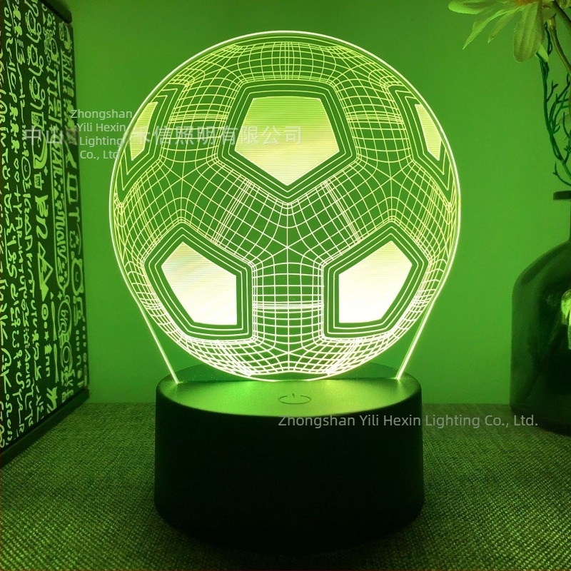 Lumină de noapte 3D transfrontalieră, vânzare fierbinte, en-gros, serie club de fotbal, telecomandă neagră, lumină LED tactilă creativă, cadou
