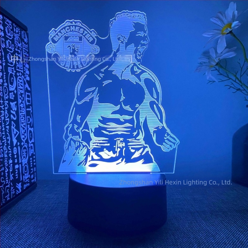 Lumină de noapte 3D transfrontalieră, vânzare fierbinte, en-gros, serie club de fotbal, telecomandă neagră, lumină LED tactilă creativă, cadou