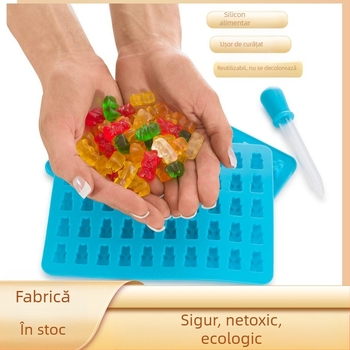 Mucegai silicon creativ cu 50 de găuri pentru ursuleți, mucegai silicon pentru ciocolată, mucegai gummy pentru bomboane, biscuiți, mucegai silicon