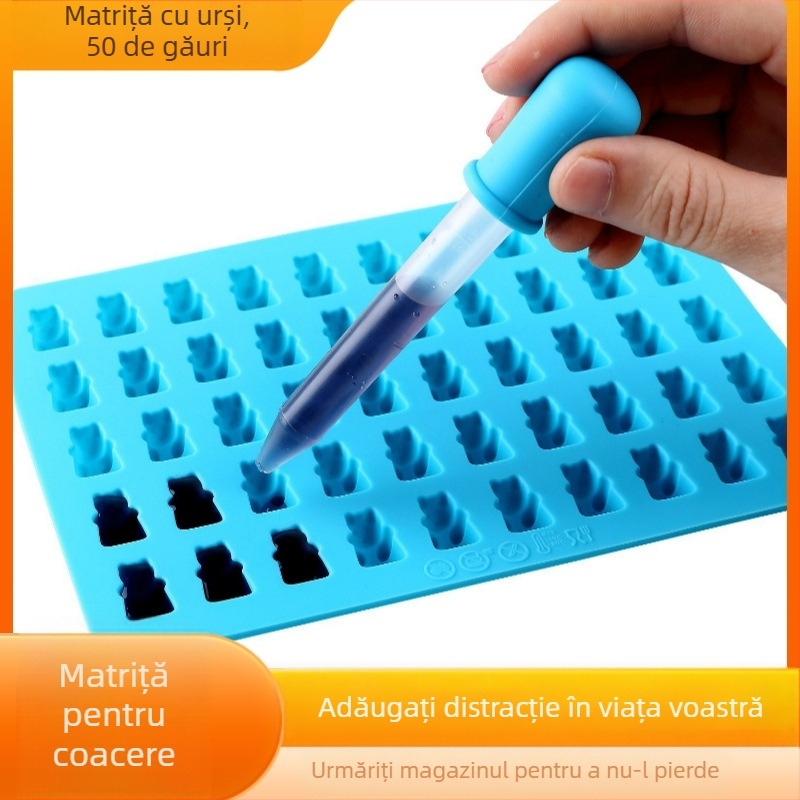 Mucegai silicon creativ cu 50 de găuri pentru ursuleți, mucegai silicon pentru ciocolată, mucegai gummy pentru bomboane, biscuiți, mucegai silicon