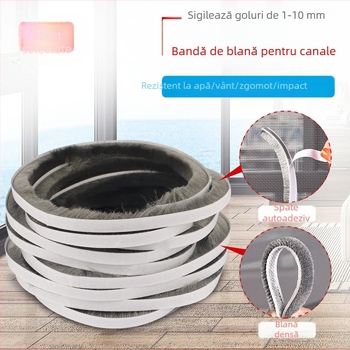 Bandă de etanșare autoadezivă pentru fante de uși și ferestre, bandă de lână, bandă de etanșare din aliaj de aluminiu, bandă de parbriz pentru ferestre, bandă de etanșare autoadezivă din lână, rezistentă la vânt