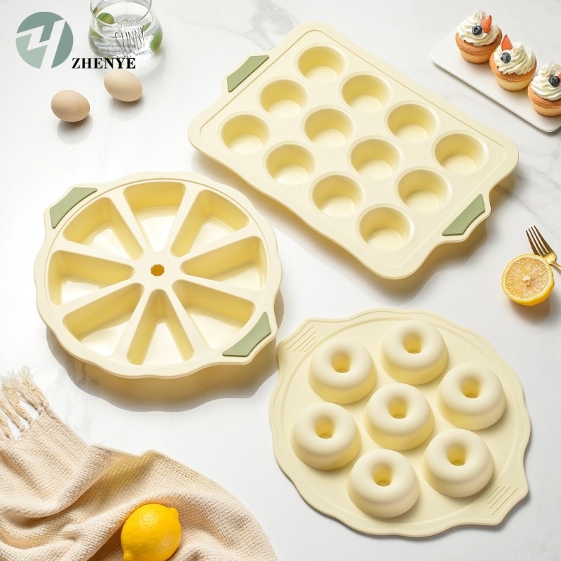 Mucegai de silicon ușor de demulat, pentru copt la cuptor, pentru desert, cu bordură îngroșată și întărită, pentru copt, mucegai de pâine