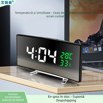 Ceas deșteptător electronic cu LED-uri transfrontaliere, specific pentru studenți, ceas de birou pentru copii, ceas creativ multifuncțional cu ecran mare, temperatură și umiditate