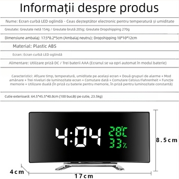 Ceas deșteptător electronic cu LED-uri transfrontaliere, specific pentru studenți, ceas de birou pentru copii, ceas creativ multifuncțional cu ecran mare, temperatură și umiditate