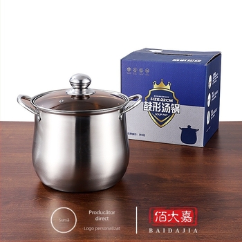 Furnizare directă din fabrică, oală de supă din oțel inoxidabil, Arc, capacitate mare, 22 cm, oală de supă înaltă, cadou de afaceri, cadou de cai, oală de supă