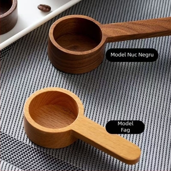 Lingură de măsurare din lemn de nuc negru, lingură de cafea din lemn masiv, mâner scurt, pudră de cafea din fag, lingură cantitativă pentru pudră de fructe, lingură de condimente, en-gros