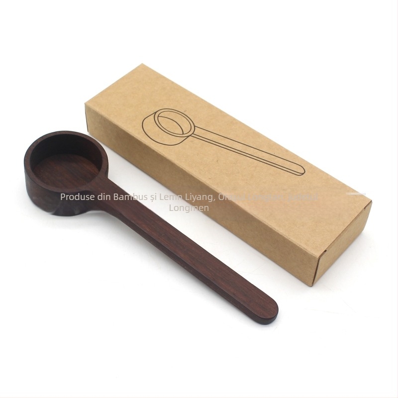 Lingură de măsurare din lemn de nuc negru, lingură de cafea din lemn masiv, mâner scurt, pudră de cafea din fag, lingură cantitativă pentru pudră de fructe, lingură de condimente, en-gros