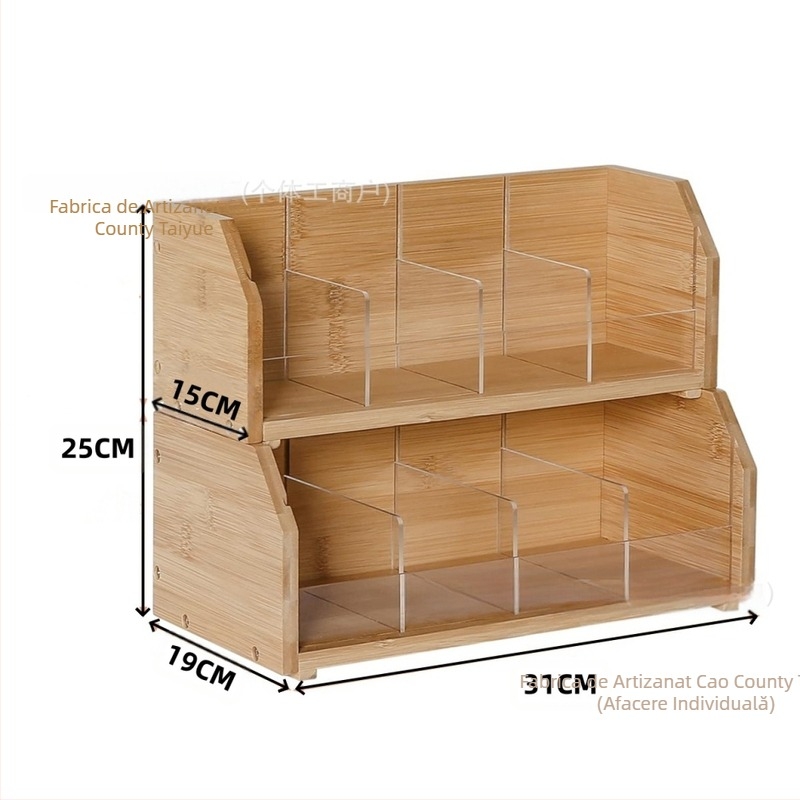 Cutie de depozitare pentru pliculețe de ceai din bambus, cu trei straturi, pentru pliculețe de cafea, raft pentru depozitarea cafelei, stație de cafea, cameră de ceai, capsule de cafea, cutie de depozitare